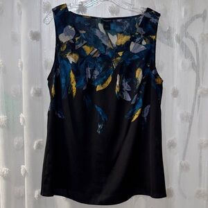Ann Taylor Black and Blue Floral Blouse